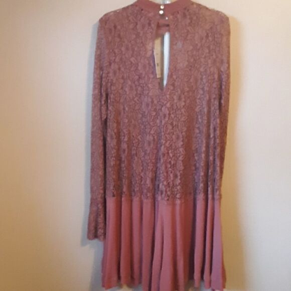 🤩HOST PICK! 🤩 NWT FREE PEOPLE DUSTY MAUVE TELLTALE LACE DRESS SMALL 💥💥💥💥💥 - Picture 12 of 14